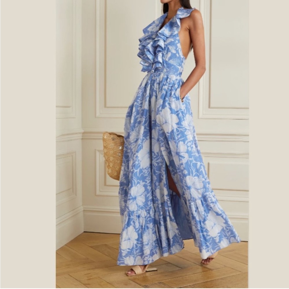 Loveshackfancy marinette ruffle halter maxi dress